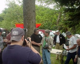 Dick Shappy accepting the "Best Of Show" award from the Cadillac LaSalle Club president July 5, 2005.